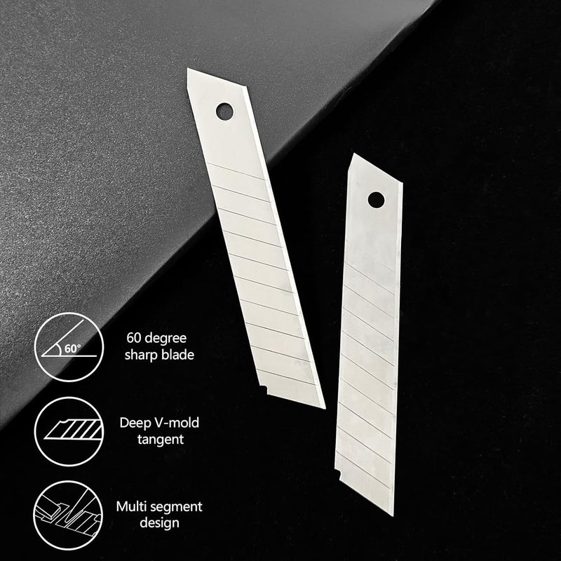 HIEMTE HIEMIE Tools 60Pcs 18mm Utility Knife Replacement Snap off Blades 60 Degree，Blades for Utility Knife and 18mm Box Cutter - Razor Sharp SK4 Steel - Image 5